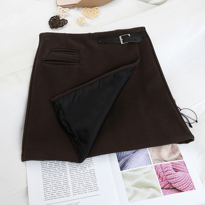 Modern női szoknya fekete, bézs és barna színben, zsebbel és magas derékkal