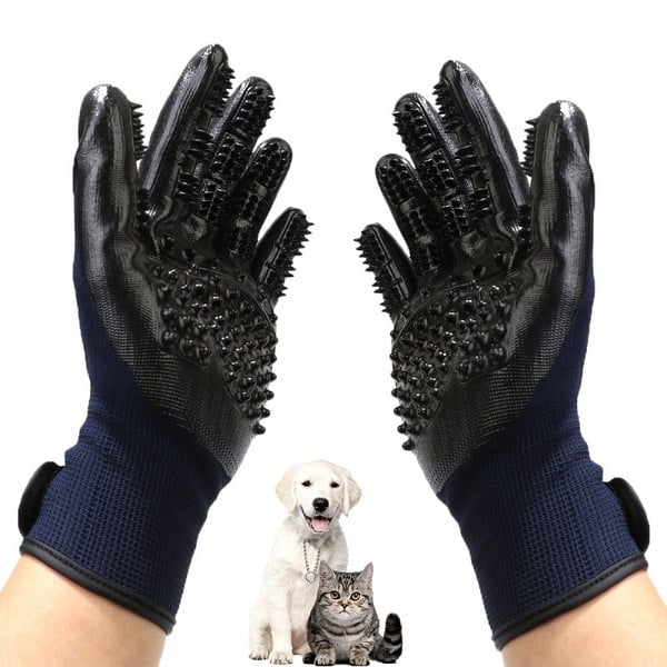 Чифт ръкавици за обиране на косми от домашен любимец в черен цвят 