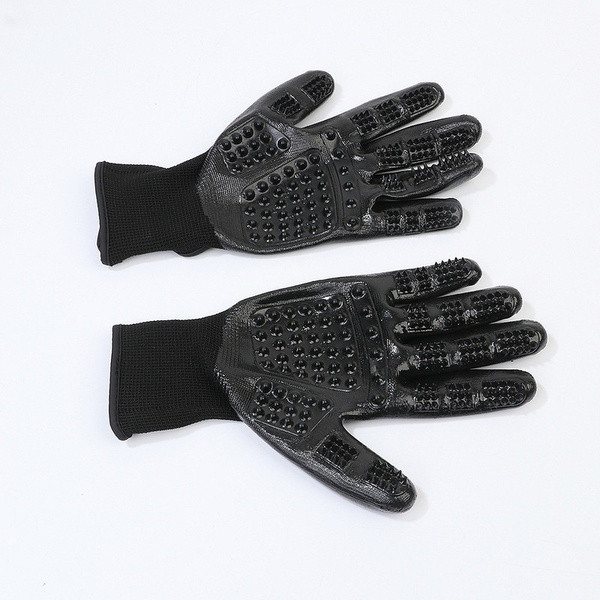 Чифт ръкавици за обиране на косми от домашен любимец в черен цвят 