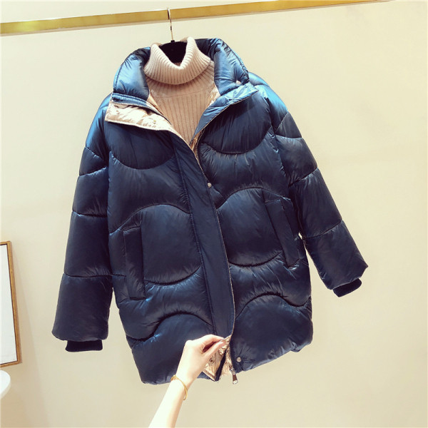 Női őszi-téli kabát hosszú modell fekete és kék színben