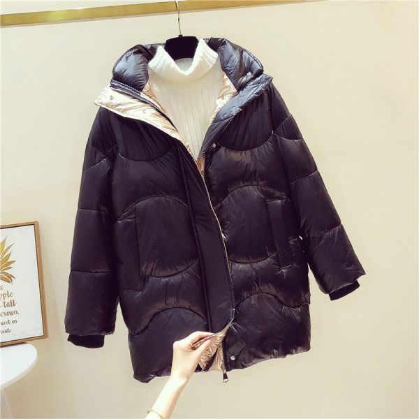 Női őszi-téli kabát hosszú modell fekete és kék színben