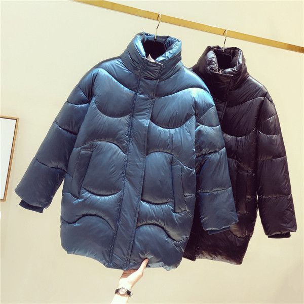 Női őszi-téli kabát hosszú modell fekete és kék színben