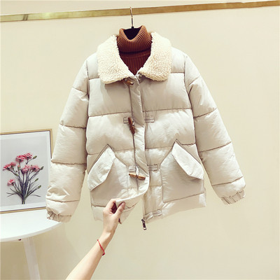 Női téli kabát fa gombokkal és zsebekkel fehér, sárga, fekete és zöld színben