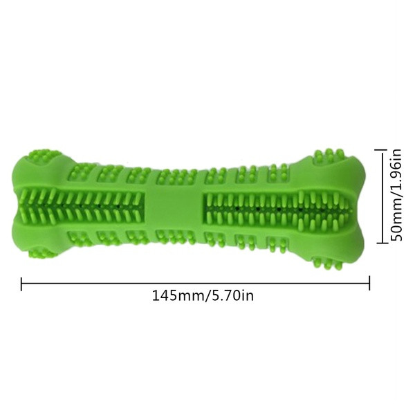 Rágójáték kutyáknak fogmosáshoz, lyukkal a fogkrém elhelyezéséhez kék és zöld színben