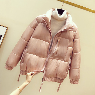 Γυναικείο φθινόπωρο-χειμωνιάτικο μπουφάν σύντομο μοτίβο σε λευκό, μαύρο, ροζ και μπλε χρώμα