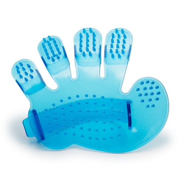 Мека каучукова четка за баня подходяща за кучета и котки в син и розов цвят 