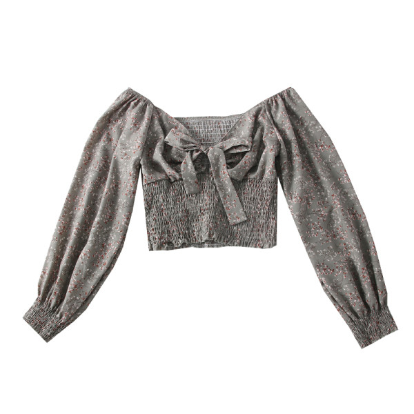 Μοντέρνα γυναικεία μπλούζα με βαθύ λαιμόκοψη, κορδέλα και φαρδιά μανίκια σε διάφορα χρώματα