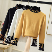 Női pulóver Karcsú modell félmagas gallérral és hosszú ujjal