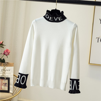 Női pulóver Karcsú modell félmagas gallérral és hosszú ujjal