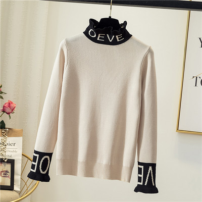 Női pulóver Karcsú modell félmagas gallérral és hosszú ujjal