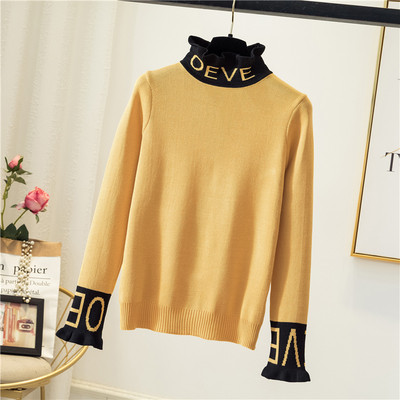 Női pulóver Karcsú modell félmagas gallérral és hosszú ujjal