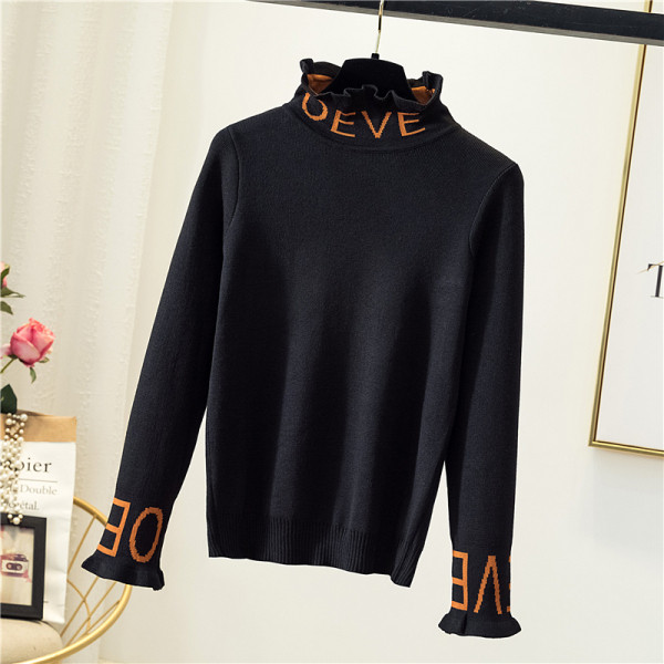 Női pulóver Karcsú modell félmagas gallérral és hosszú ujjal