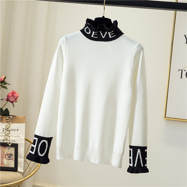 Női pulóver Karcsú modell félmagas gallérral és hosszú ujjal