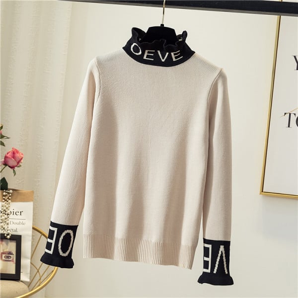 Női pulóver Karcsú modell félmagas gallérral és hosszú ujjal