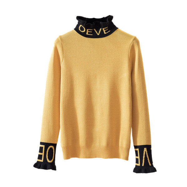 Női pulóver Karcsú modell félmagas gallérral és hosszú ujjal