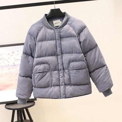 Női téli kabát kerek nyakkivágással, fekete, fehér és szürke színben