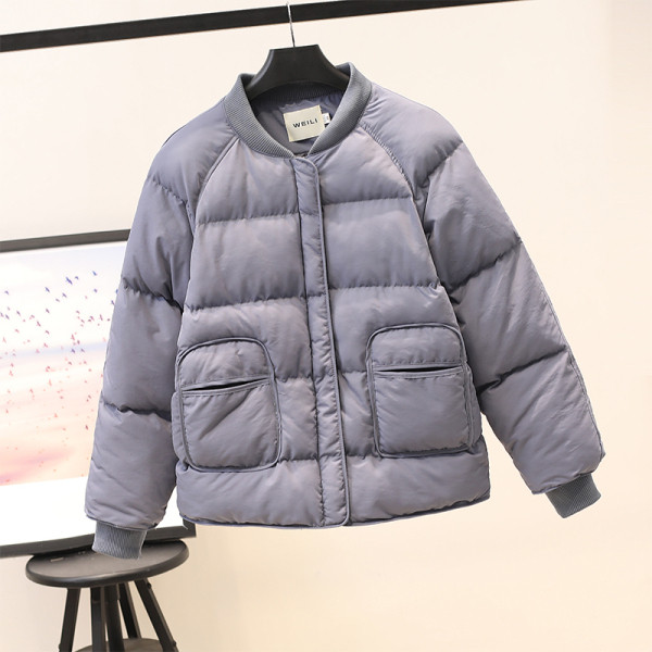 Női téli kabát kerek nyakkivágással, fekete, fehér és szürke színben