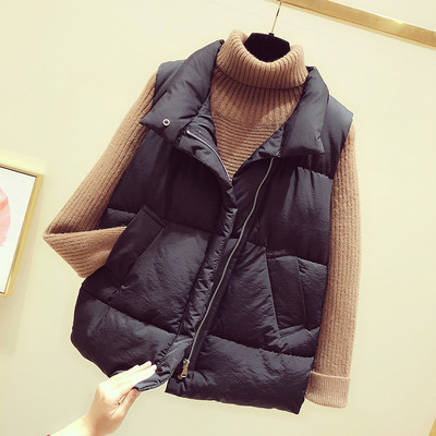 Casual γυναικείο γιλέκο με τσέπες σε μαύρο, μπεζ και πορτοκαλί χρώμα