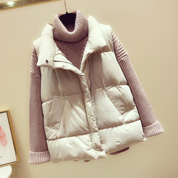 Casual γυναικείο γιλέκο με τσέπες σε μαύρο, μπεζ και πορτοκαλί χρώμα