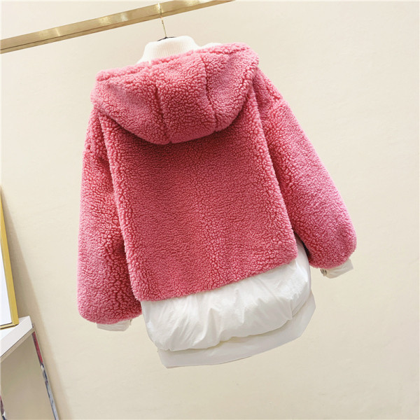 Jachetă de iarnă de puf de damă cu glugă în albastru, roz și verde