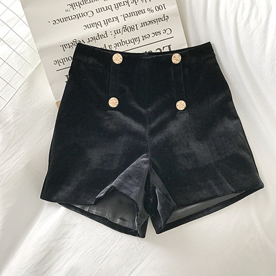 Γυναικείο βελούδινο παντελόνι ρετρό στυλ σε μαύρο και καφέ χρώμα