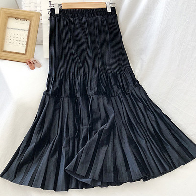 Redős női bársony szoknya retro stílusban gumírozott derékkal