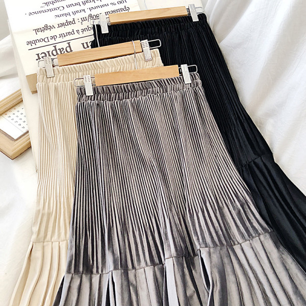 Redős női bársony szoknya retro stílusban gumírozott derékkal