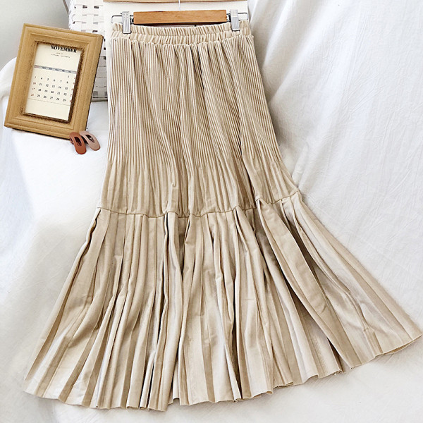 Redős női bársony szoknya retro stílusban gumírozott derékkal