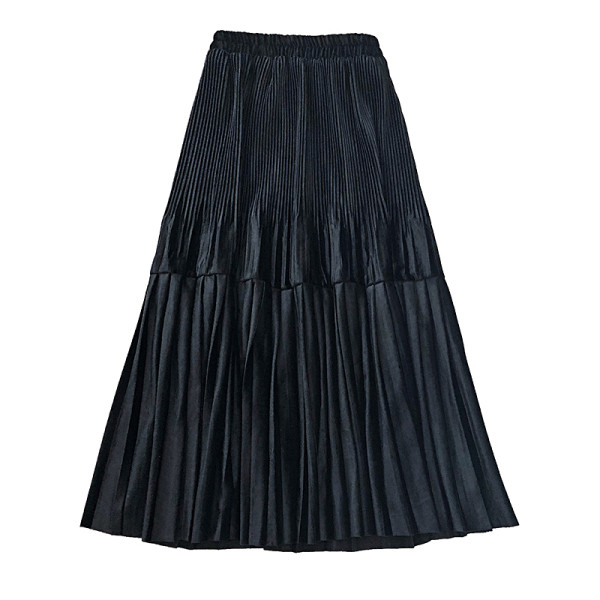 Redős női bársony szoknya retro stílusban gumírozott derékkal