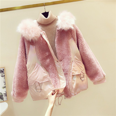 ÚJ Modern női téli tollkabát kapucnival és zsebekkel kék, fehér, rózsaszín és bézs színben