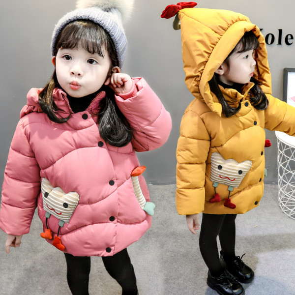 Gyerek dzseki lányoknak rózsaszín és sárga színben kapucnival és 3D elemekkel