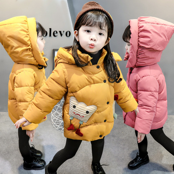 Gyerek dzseki lányoknak rózsaszín és sárga színben kapucnival és 3D elemekkel