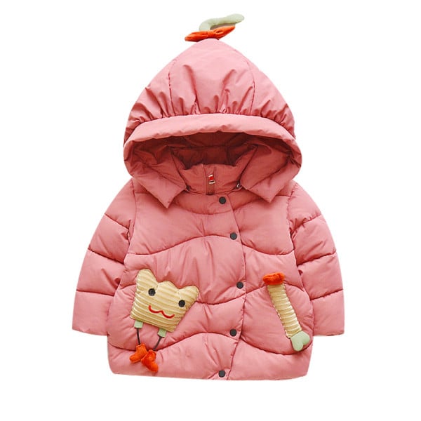 Gyerek dzseki lányoknak rózsaszín és sárga színben kapucnival és 3D elemekkel