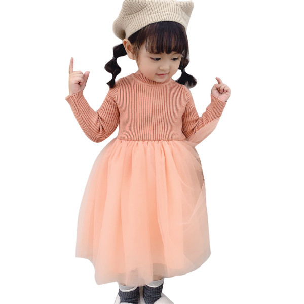 Stílusos gyerekruha narancssárga és rózsaszín színben, hosszú ujjal és tüllből