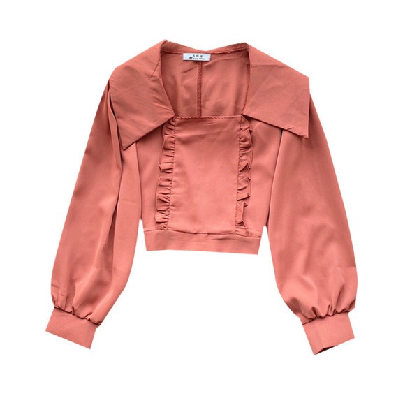 Retro stílusú női blúz hat színben, négyzet alakú nyakkivágással és széles ujjakkal