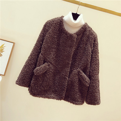 Női téli pehelykabát barna, bézs, rózsaszín, kék és zöld zsebekkel