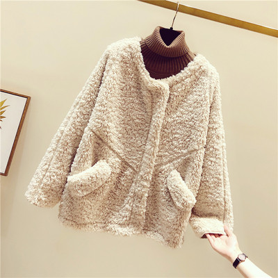 Női téli pehelykabát barna, bézs, rózsaszín, kék és zöld zsebekkel