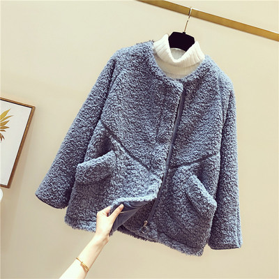 Női téli pehelykabát barna, bézs, rózsaszín, kék és zöld zsebekkel