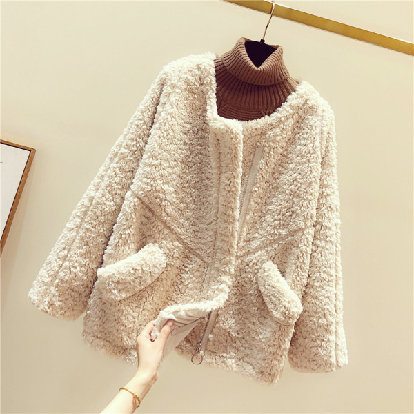 Női téli pehelykabát barna, bézs, rózsaszín, kék és zöld zsebekkel