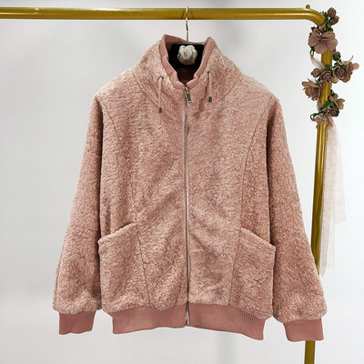 Lezser pulóver cipzárral és zsebekkel rózsaszín, szürke és fekete színben