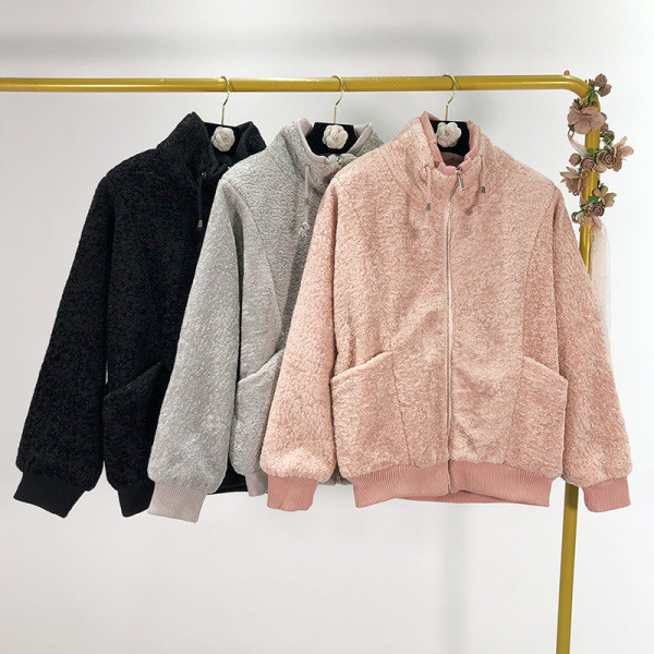 Lezser pulóver cipzárral és zsebekkel rózsaszín, szürke és fekete színben