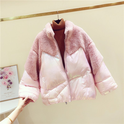 Geaca de iarna moderna de dama cu puf in roz, albastru, bej si alb