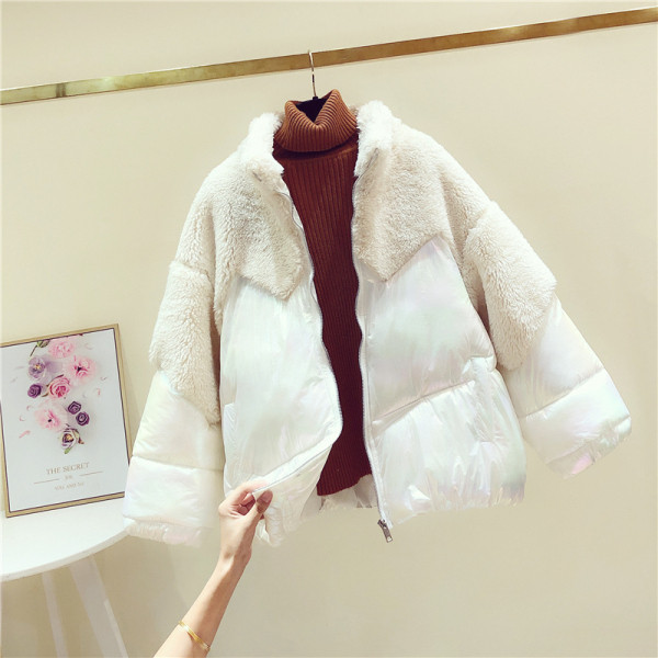 Geaca de iarna moderna de dama cu puf in roz, albastru, bej si alb