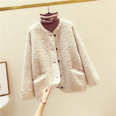 Modern női kabát gombos barna és bézs színben