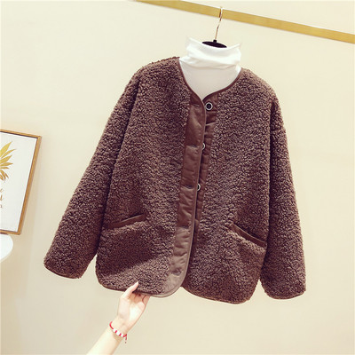 Modern női kabát gombos barna és bézs színben