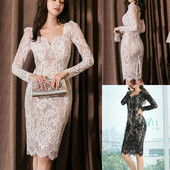 Elegáns női csipkeruha hosszú ujjal Karcsú modell fehér és fekete színben