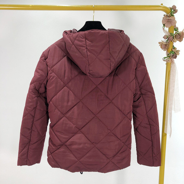 Őszi-téli kabát cipzárral és kapucnival, lila és fekete színben