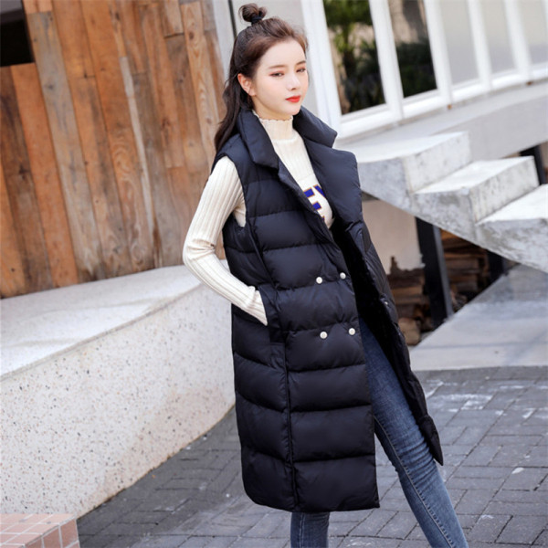 Női modern mellény hosszú modell spitz nyakkivágással fehér és fekete színben