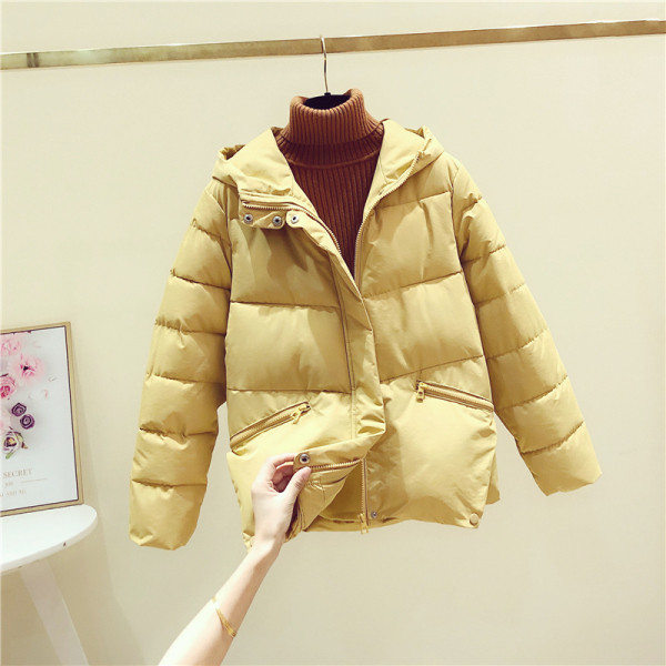 Női alkalmi kabát kapucnival sárga, fehér és fekete színben