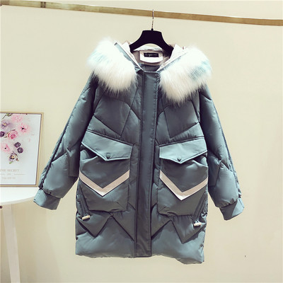 Νέο μοντέλο χειμερινό γυναικείο μπουφάν με τσέπες και γούνα στη κουκούλα σε μπεζ, μαύρο και πράσινο χρώμα